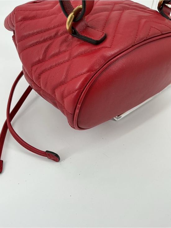 Gucci GG Marmont Mini Backpack Red Matelassé Leather Antique Gold Auth COA main image 13
